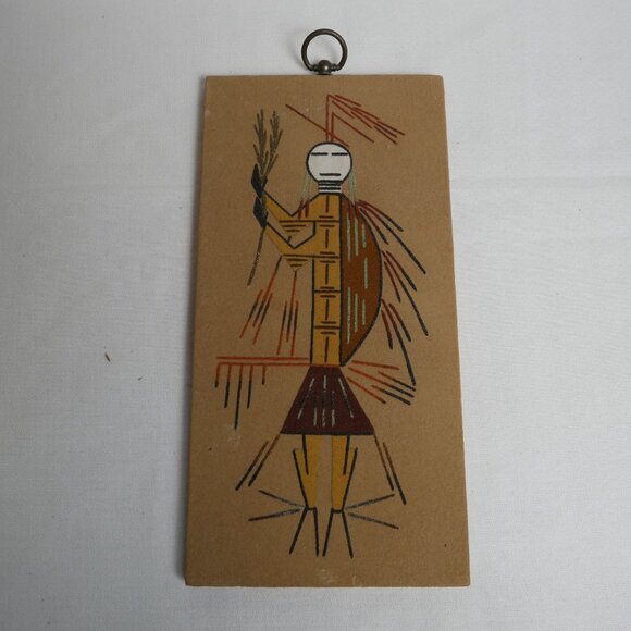 Vintage Navajo "Hunchback Medicine Man" Art With Tribal Figure Design 12" x 6" - Picture 10 of 10